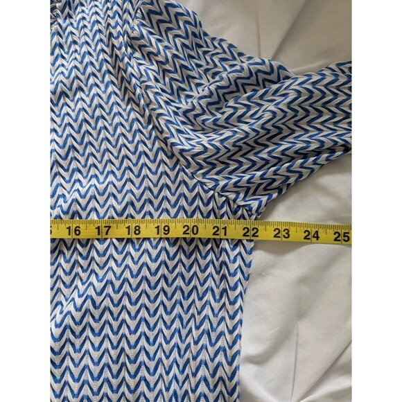 Chico's Cardigan Women's XL/3 Easy Wear Blue White Textured Open Front Chevron - Picture 10 of 11